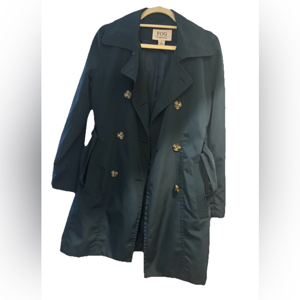 London Fog Women's Lined Trench Coat Jacket Unique Gray-Blue Color Size S